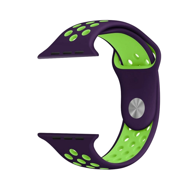 For Apple Watch Series 7 41mm / 6 & SE & 5 & 4 40mm / 3 & 2 & 1 38mm Fashionable Classical Silicone Sport Watch Band(Purple Green) by buy2fix