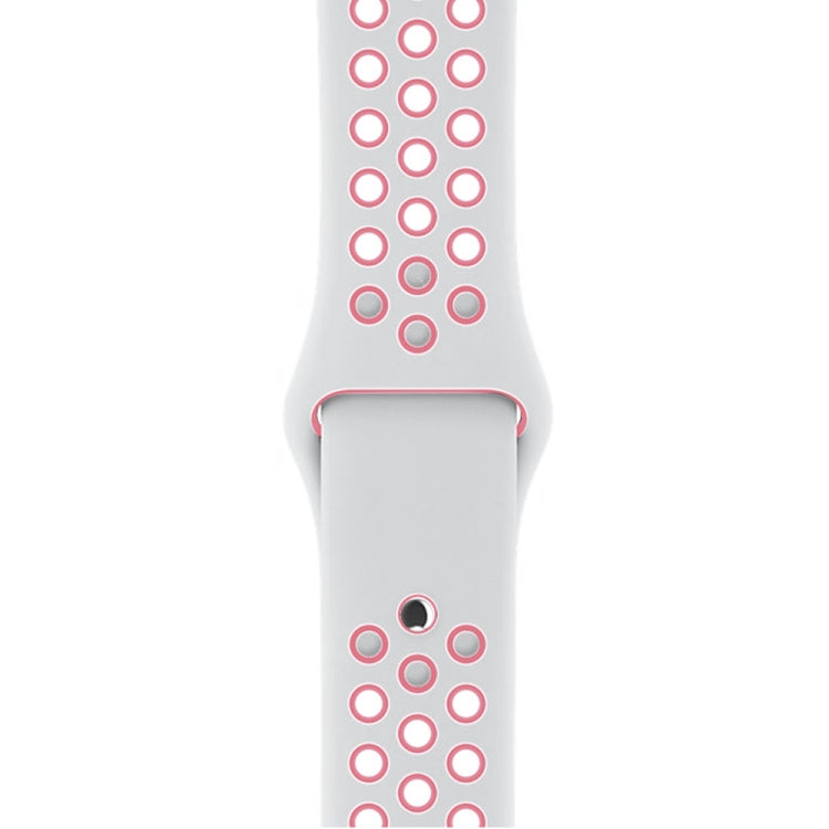 For Apple Watch Series 7 41mm / 6 & SE & 5 & 4 40mm / 3 & 2 & 1 38mm Fashionable Classical Silicone Sport Watch Band (White Pink) by buy2fix