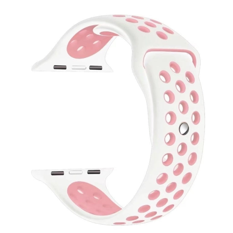 For Apple Watch Series 7 41mm / 6 & SE & 5 & 4 40mm / 3 & 2 & 1 38mm Fashionable Classical Silicone Sport Watch Band (White Pink) by buy2fix