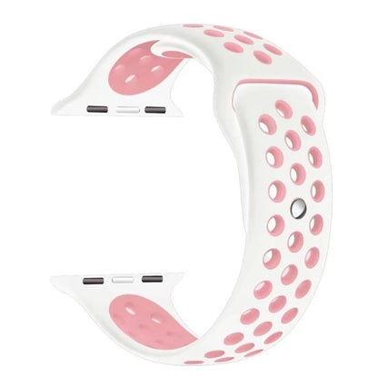 For Apple Watch Series 7 41mm / 6 & SE & 5 & 4 40mm / 3 & 2 & 1 38mm Fashionable Classical Silicone Sport Watch Band (White Pink) by buy2fix