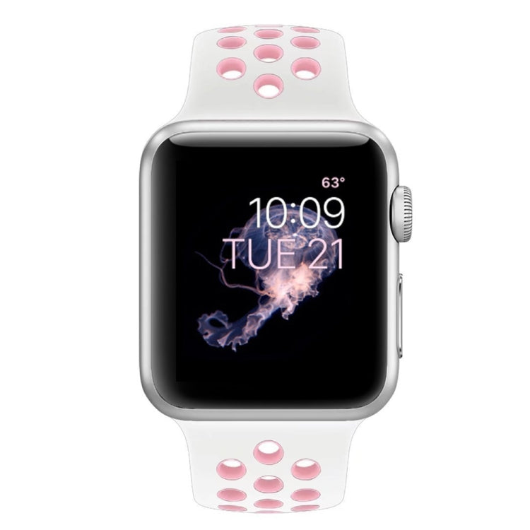 For Apple Watch Series 7 41mm / 6 & SE & 5 & 4 40mm / 3 & 2 & 1 38mm Fashionable Classical Silicone Sport Watch Band (White Pink) by buy2fix