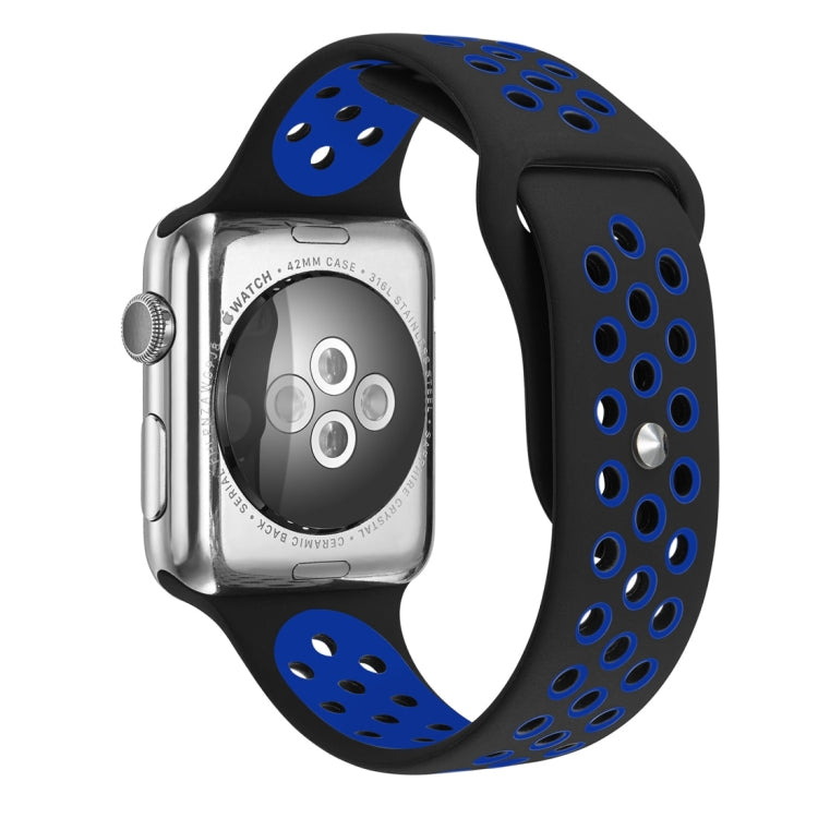 For Apple Watch Ultra 49mm&Watch Ultra 2 49mm / Series 10 46mm / 9&8&7 45mm / SE 3&SE 2&6&SE&5&4 44mm / 3&2&1 42mm Fashionable Classical Silicone Sport Watch Band (Dark Blue) by buy2fix