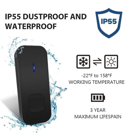 N15K-1T1-B 110dB Wireless IP55 Waterproof Low Power Consumption WiFi Doorbell Receiver with Night Light , Receiver Distance: 300m (White) - Wireless Doorbell by buy2fix | Online Shopping UK | buy2fix