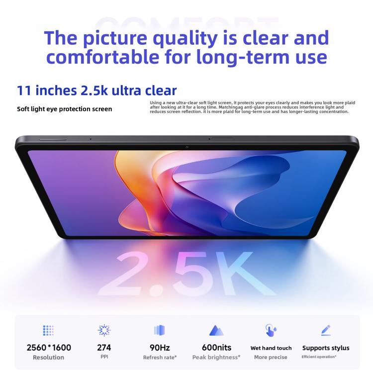 REDMI Pad 2 11 inch Tablet PC, 8GB+256GB, HyperOS 2, MediaTek G100-Ultra Octa Core CPU (Cyan) - Other by Xiaomi | Online Shopping UK | buy2fix