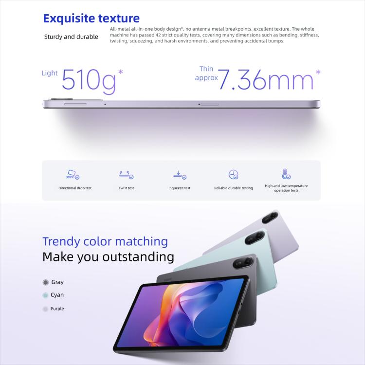 REDMI Pad 2 11 inch Tablet PC, 8GB+256GB, HyperOS 2, MediaTek G100-Ultra Octa Core CPU (Cyan) - Other by Xiaomi | Online Shopping UK | buy2fix