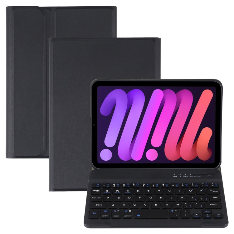 A06 Detachable Lambskin Texture Ultra-thin TPU Bluetooth Keyboard Leather Tablet Case with Stand For iPad mini 6 / mini 7 (Black) - For iPad mini by buy2fix | Online Shopping UK | buy2fix
