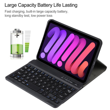 A06 Detachable Lambskin Texture Ultra-thin TPU Bluetooth Keyboard Leather Tablet Case with Stand For iPad mini 6 / mini 7 (Black) - For iPad mini by buy2fix | Online Shopping UK | buy2fix