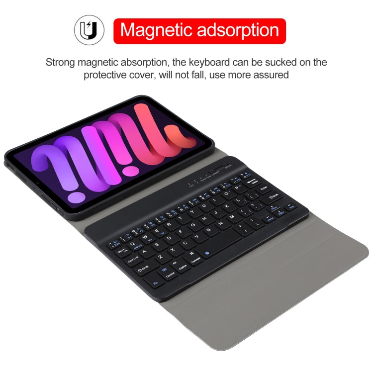 A06 Detachable Lambskin Texture Ultra-thin TPU Bluetooth Keyboard Leather Tablet Case with Stand For iPad mini 6 / mini 7 (Black) - For iPad mini by buy2fix | Online Shopping UK | buy2fix