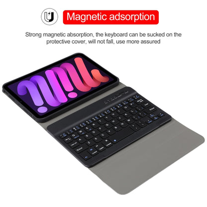 A06 Detachable Lambskin Texture Ultra-thin TPU Bluetooth Keyboard Leather Tablet Case with Stand For iPad mini 6 / mini 7 (Black) - For iPad mini by buy2fix | Online Shopping UK | buy2fix