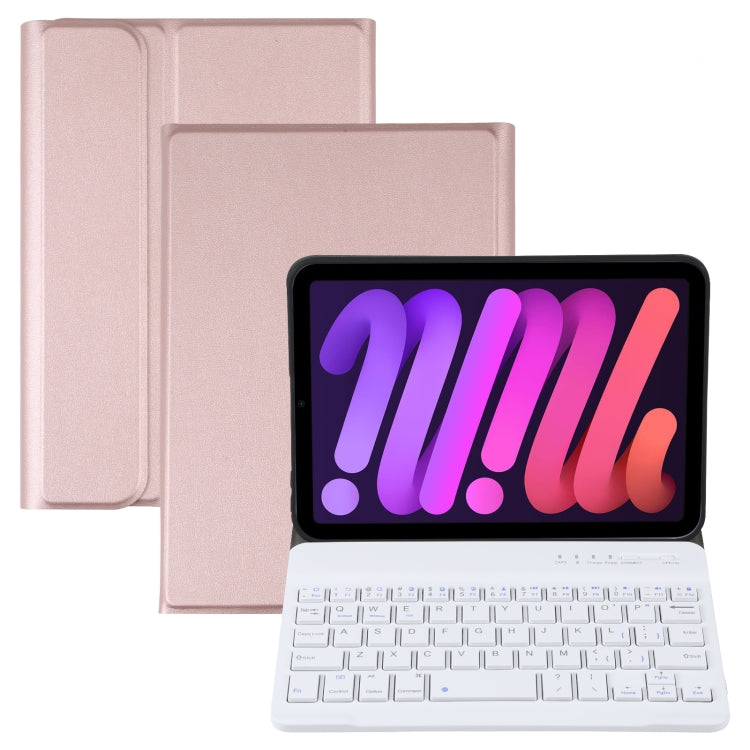 A06 Detachable Lambskin Texture Ultra-thin TPU Bluetooth Keyboard Leather Tablet Case with Stand For iPad mini 6 / mini 7 (Rose Gold) - For iPad mini by buy2fix | Online Shopping UK | buy2fix