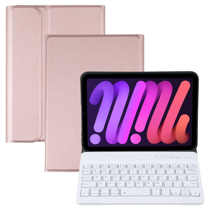A06 Detachable Lambskin Texture Ultra-thin TPU Bluetooth Keyboard Leather Tablet Case with Stand For iPad mini 6 / mini 7 (Rose Gold) - For iPad mini by buy2fix | Online Shopping UK | buy2fix