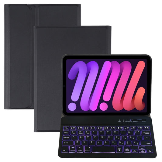 A06S Detachable Lambskin Texture Ultra-thin TPU Backlight Bluetooth Keyboard Leather Tablet Case with Stand For iPad mini 6 / mini 7 (Black) - For iPad mini by buy2fix | Online Shopping UK | buy2fix