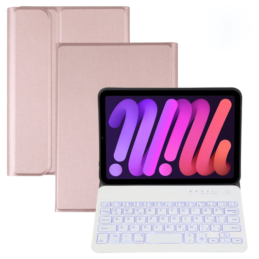 A06S Detachable Lambskin Texture Ultra-thin TPU Backlight Bluetooth Keyboard Leather Tablet Case with Stand For iPad mini 6 / mini 7(Rose Gold) - For iPad mini by buy2fix | Online Shopping UK | buy2fix