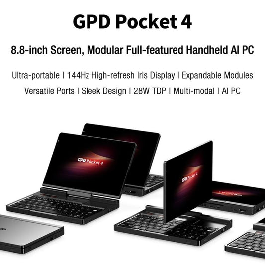GPD Pocket 4 Handheld Gaming PC, 32GB+2TB, 8.8 inch Windows 11 Home AMD Ryzen AI 9 HX 370, US Plug - Pocket Console by GPD | Online Shopping UK | buy2fix