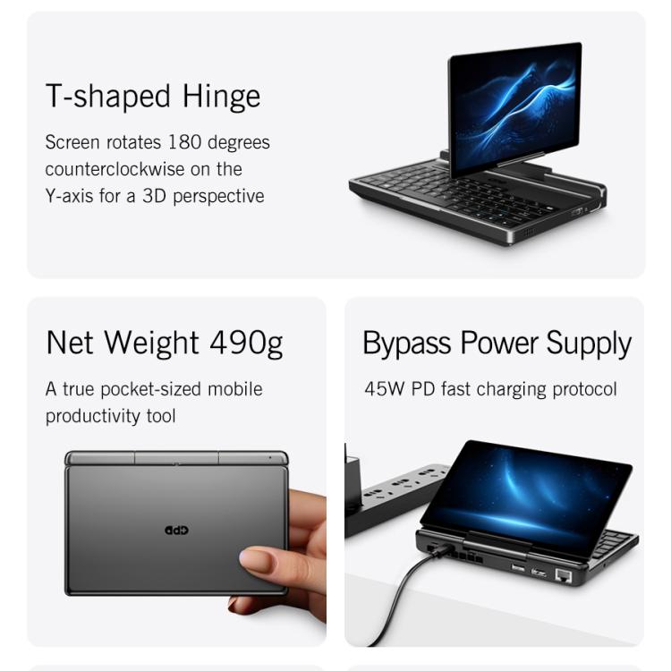 GPD MicroPC 2 Handheld Gaming PC, 16GB+512GB, 7 inch Windows 11 Pro Intel Core i3-N300, AU Plug - Pocket Console by GPD | Online Shopping UK | buy2fix