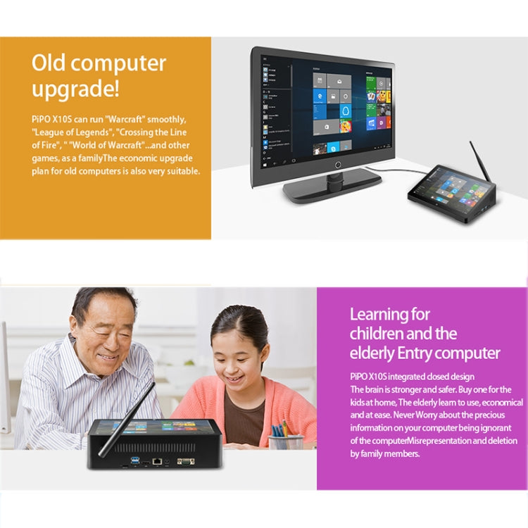 PiPo H10PRO All-in-One Mini PC, 10.1 inch, 8GB+128GB, Windows 11 Intel Alder Lake N100 Quad Core, US Plug (Black) - PiPO by PiPo | Online Shopping UK | buy2fix