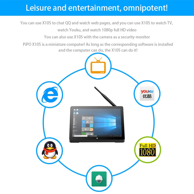 PiPo H10PRO All-in-One Mini PC, 10.1 inch, 8GB+128GB, Windows 11 Intel Alder Lake N100 Quad Core, US Plug (Black) - PiPO by PiPo | Online Shopping UK | buy2fix