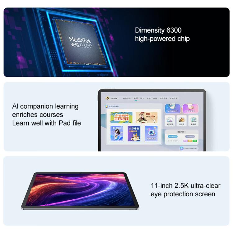 Lenovo Xiaoxin Pad 11 Soft Light Screen, 11 inch WiFi Tablet, 8GB+128GB, Android 15, MediaTek Dimensity 6300 Octa Core,US Plug (Grey) - Lenovo by Lenovo | Online Shopping UK | buy2fix