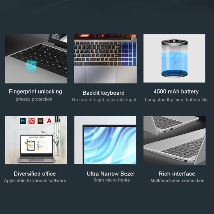 H15 15.6 inch Ultrathin Laptop, 16GB+1TB, Windows 11 Intel Processor N95 Quad Core, US Plug (Silver) - Others by buy2fix | Online Shopping UK | buy2fix