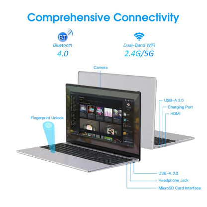 N5095 15.6 inch Laptop, 16GB+512GB, Windows 11 Intel Celeron N5095 Quad Core, Support Fingerprint Unlock, US Plug (Silver) - Others by buy2fix | Online Shopping UK | buy2fix
