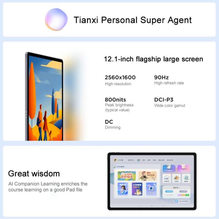 Lenovo Xiaoxin Pad 12.1 inch 2025 WiFi Tablet, 8GB+128GB, MediaTek Dimensity 6400 Octa Core,US Plug (Grey) - Lenovo by Lenovo | Online Shopping UK | buy2fix