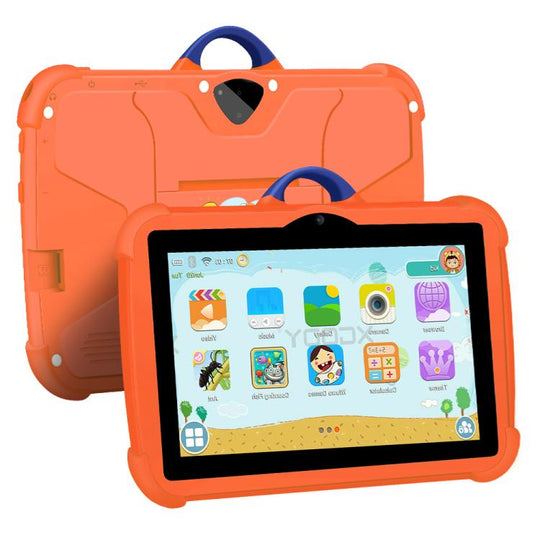 BDF C8 7 inch WiFi Kids Tablet PC with Silicone Case, 3GB+32GB, Android 13.0 MTK6735 Quad Core CPU, US Plug (Orange)