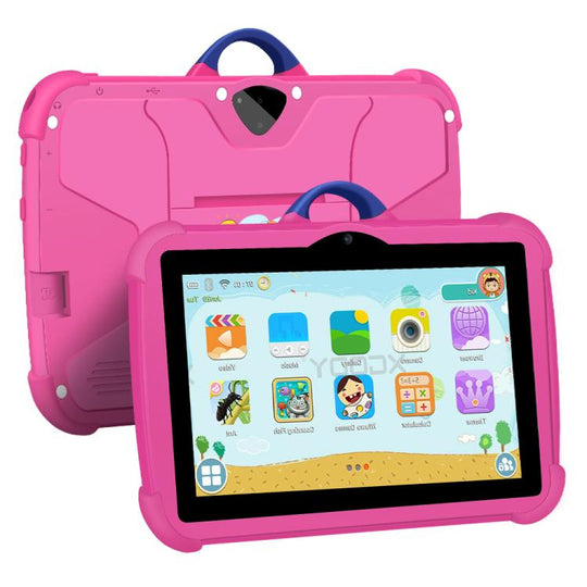 BDF C8 7 inch WiFi Kids Tablet PC with Silicone Case, 3GB+32GB, Android 13.0 MTK6735 Quad Core CPU, US Plug (Pink)