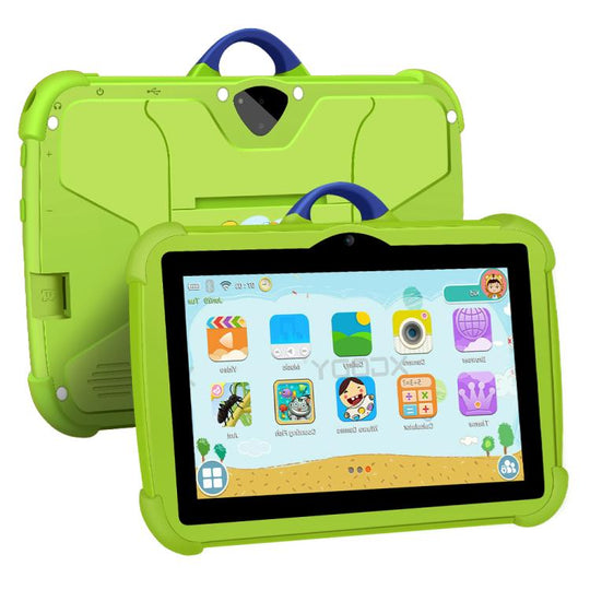 BDF C8 7 inch WiFi Kids Tablet PC with Silicone Case, 3GB+32GB, Android 13.0 MTK6735 Quad Core CPU, US Plug (Green)