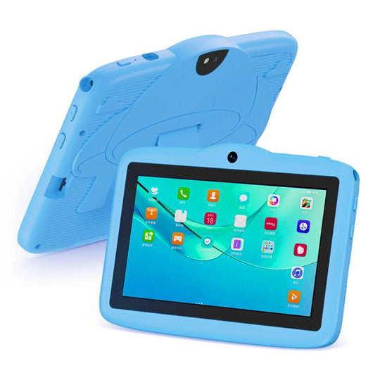 BDF 7 inch WiFi Kids Tablet PC with Mushroom Silicone Case, 3GB+32GB, Android 13.0 MTK6735 Quad Core CPU, US Plug (Blue)