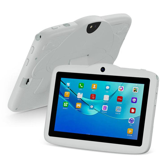 BDF 7 inch WiFi Kids Tablet PC with Mushroom Silicone Case, 4GB+64GB, Android 13.0 MTK6735 Quad Core CPU, US Plug (White)