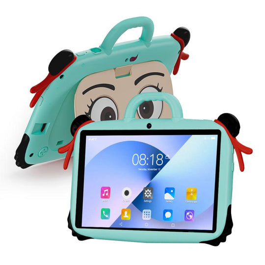 BDF 7 inch WiFi Kids Tablet PC with Nezha Silicone Case, 4GB+64GB, Android 13.0 MTK6735 Quad Core CPU, US Plug (Blue)