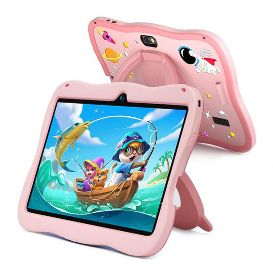 BDF 7 inch WiFi Kids Tablet PC with Spaceman Silicone Case, 3GB+32GB, Android 13.0 MTK6735 Quad Core CPU, US Plug (Pink)