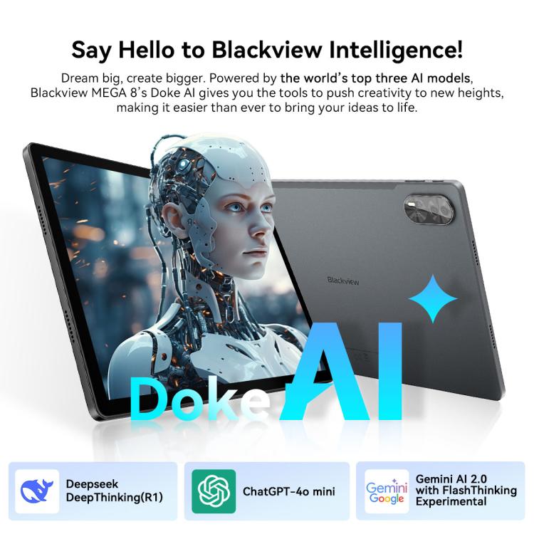 Blackview MEGA 8 Tablet PC, 12GB+256GB, 13 inch Android 15 Unisoc Tiger T620 Octa Core, Network: 4G, Global Version with Google Play (Black) - Blackview by Blackview | Online Shopping UK | buy2fix