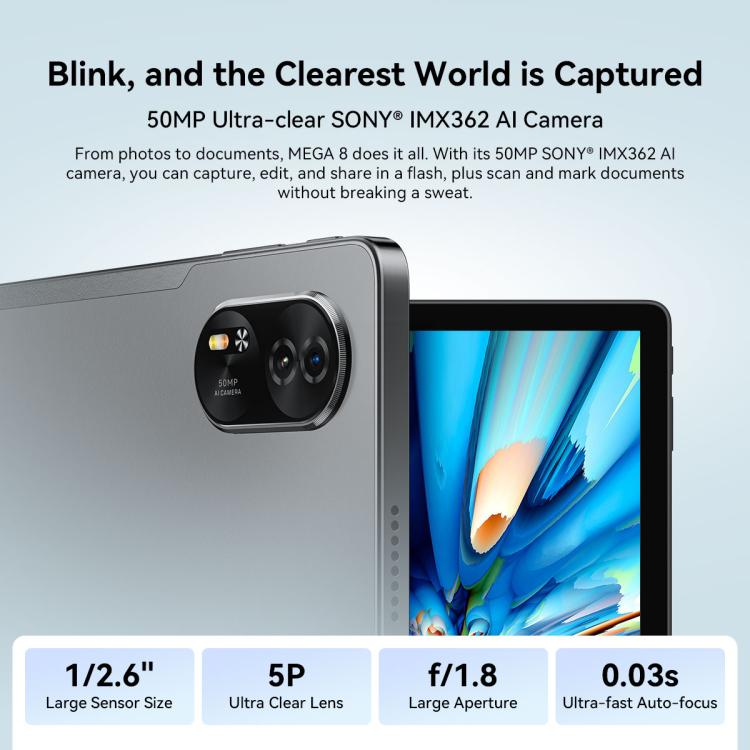 Blackview MEGA 8 Tablet PC, 12GB+256GB, 13 inch Android 15 Unisoc Tiger T620 Octa Core, Network: 4G, Global Version with Google Play (Black) - Blackview by Blackview | Online Shopping UK | buy2fix