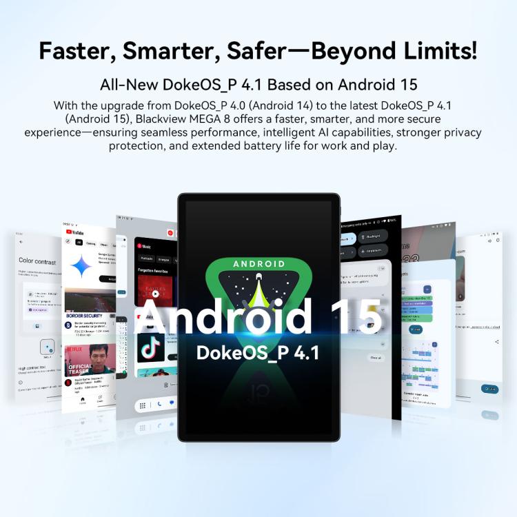 Blackview MEGA 8 Tablet PC, 12GB+256GB, 13 inch Android 15 Unisoc Tiger T620 Octa Core, Network: 4G, Global Version with Google Play (Black) - Blackview by Blackview | Online Shopping UK | buy2fix