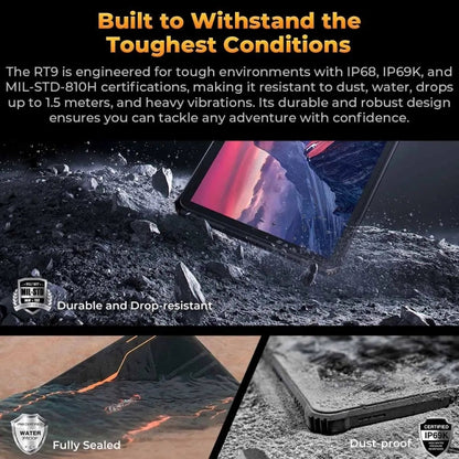 OUKITEL RT9 4G Network IP68/IP69K Rugged Tablet, 6GB+256GB, 11 inch Android 14 Unisoc T606 Octa-Core Support Dual SIM, EU Plug (Black) - Other by OUKITEL | Online Shopping UK | buy2fix