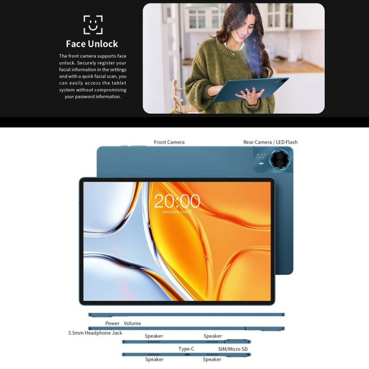 Teclast T70 4G LTE Tablet PC, 8GB+256GB, 14 inch Android 14 MediaTek Helio G99 Octa Core, Support Dual SIM - TECLAST by TECLAST | Online Shopping UK | buy2fix