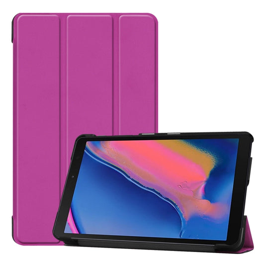 Custer Texture Horizontal Flip Leather Case for Galaxy Tab A 8.0 (2019) P205 / P200, with Three-folding Holder (Purple) - Tab A 8.0 & S Pen (2019) P200/P205 by buy2fix | Online Shopping UK | buy2fix