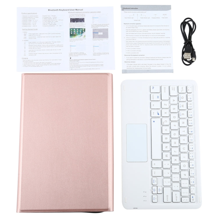 A500-A Detachable Bluetooth Keyboard Ultrathin Horizontal Flip Leather Tablet Case with Touchpad & Holder for Samsung Galaxy Tab A7 10.4 (2020) T500 / T505(Rose Gold) by buy2fix