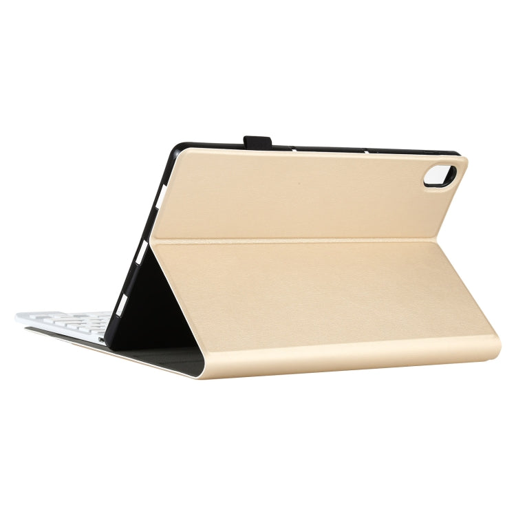 AM12 2 in 1 Removable Bluetooth Keyboard + Protective Leather Tablet Case with Holder for Lenovo Tab P11 (Tab-J606F)(Gold) by buy2fix