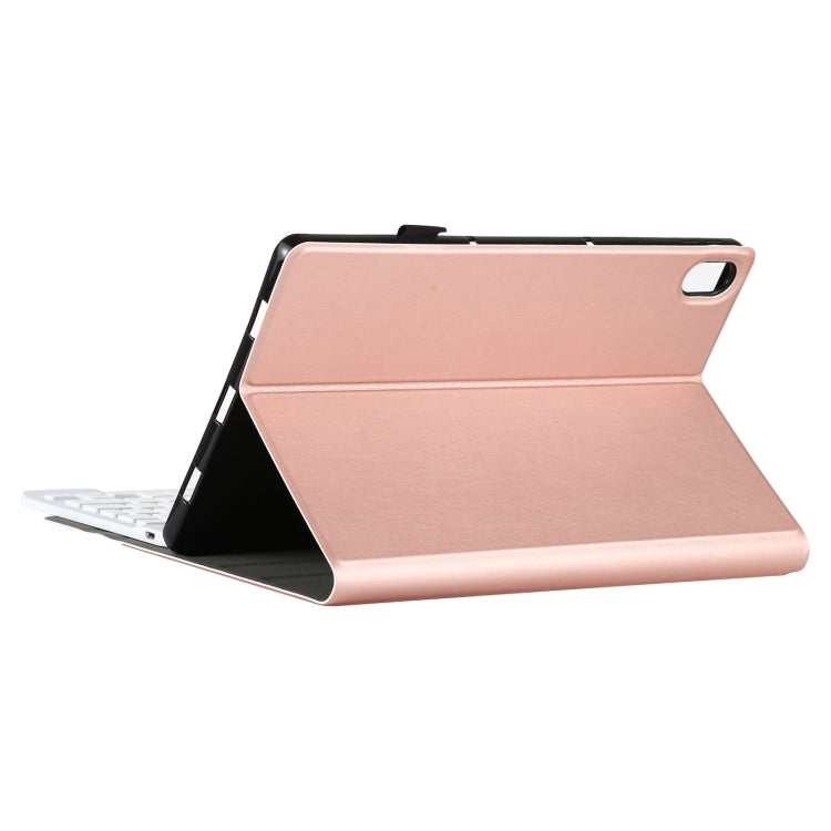 AM12 2 in 1 Removable Bluetooth Keyboard + Protective Leather Tablet Case with Holder for Lenovo Tab P11 (Tab-J606F)(Rose Gold) by buy2fix