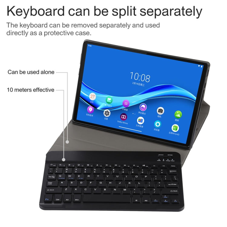 AM10 2 in 1 Removable Bluetooth Keyboard + Protective Leather Tablet Case with Holder for Lenovo M10 FHD Plus 10.3 inch(Black) by buy2fix