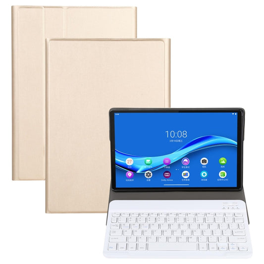 AM11 2 in 1 Removable Bluetooth Keyboard + Protective Leather Tablet Case with Holder for Lenovo M10 FHD REL TB-X605FC/LC(Gold) by buy2fix