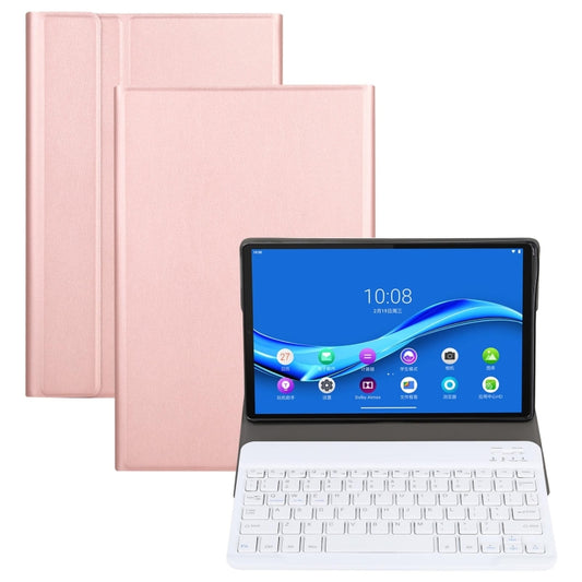 AM11 2 in 1 Removable Bluetooth Keyboard + Protective Leather Tablet Case with Holder for Lenovo M10 FHD REL TB-X605FC/LC(Rose Gold) by buy2fix