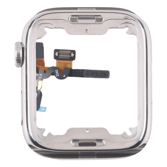 For Apple Watch Series 7 / 8 / 9 41mm LTE Stainless Steel Middle Frame Bezel Plate with Crown Spin Axis Flex Cable (Silver) by buy2fix