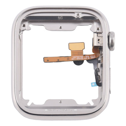 For Apple Watch Series 7 / 8 / 9 41mm LTE Stainless Steel Middle Frame Bezel Plate with Crown Spin Axis Flex Cable (Silver) by buy2fix