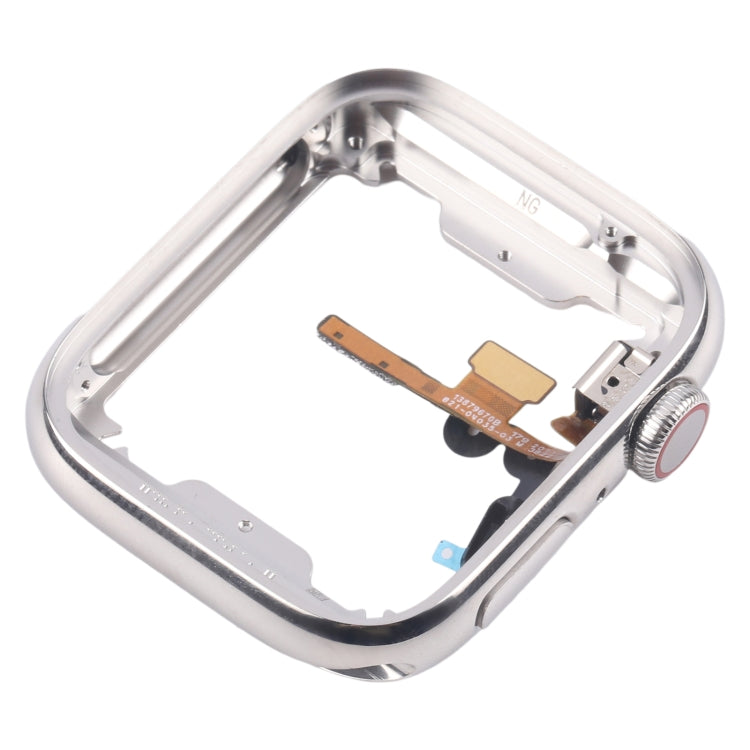 For Apple Watch Series 7 / 8 / 9 41mm LTE Stainless Steel Middle Frame Bezel Plate with Crown Spin Axis Flex Cable (Silver) by buy2fix