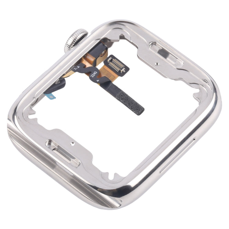 For Apple Watch Series 7 / 8 / 9 41mm LTE Stainless Steel Middle Frame Bezel Plate with Crown Spin Axis Flex Cable (Silver) by buy2fix