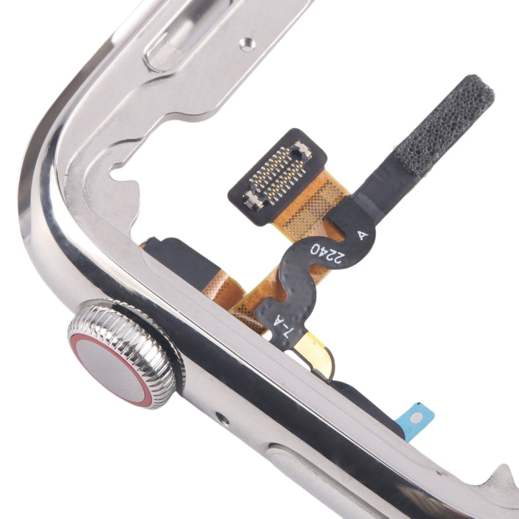 For Apple Watch Series 7 / 8 / 9 41mm LTE Stainless Steel Middle Frame Bezel Plate with Crown Spin Axis Flex Cable (Silver) by buy2fix