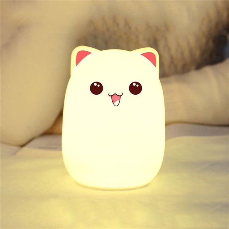 Color Change Cat Shape USB Rechargeable LED Silicone Soft Nightlight (Pink) by YWXLight